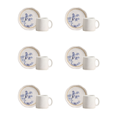 Jogo 6 Xicaras de Café com Pires Iris Azul 100ml
